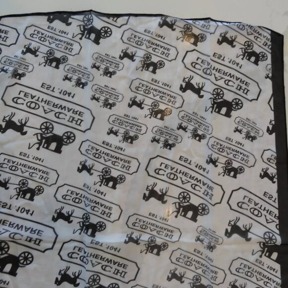 NEW AUTHENTIC 2023 COACH LEATHERWARE 100% SILK SCARF SCARVE BLACK WHITE 60"X20" - Picture 13 of 14